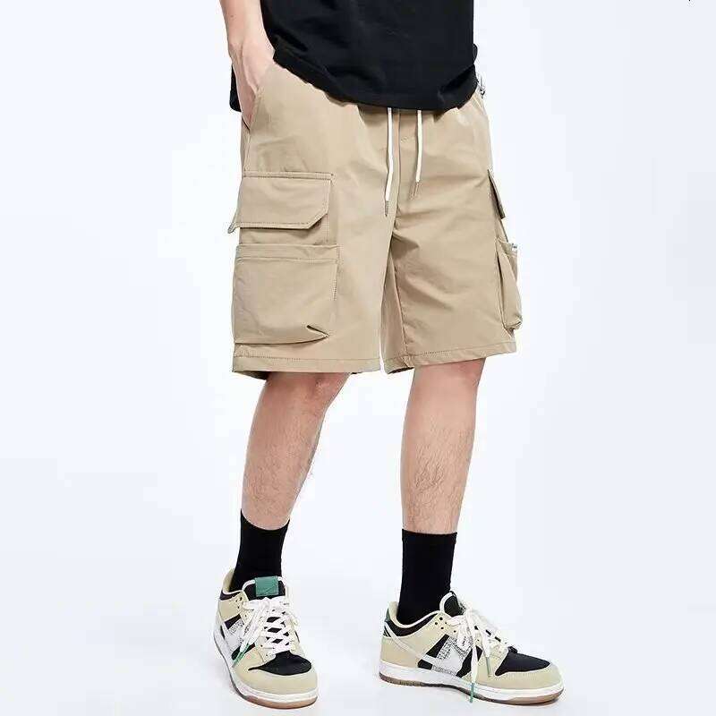 Overalls short men's summer style baggy straight cropped pants Z260314