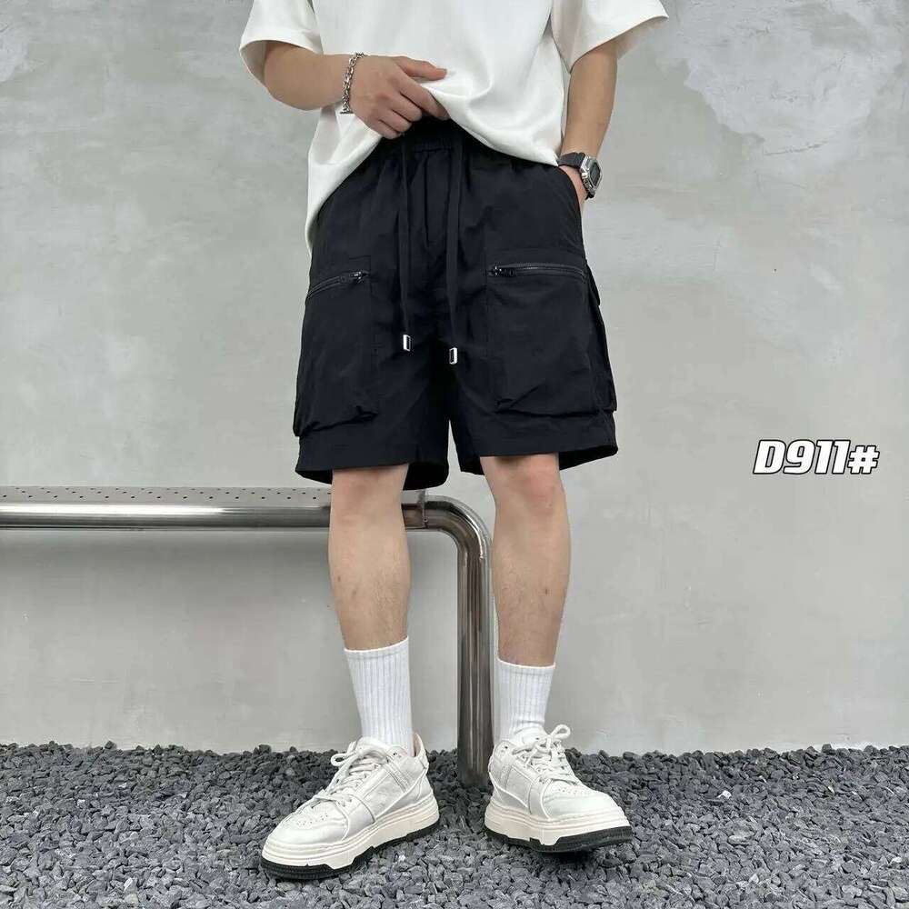 Quick drying summer multi pocket thin solid color simple loose workwear shorts for men, five point casual trendy brand sports pa Z260314