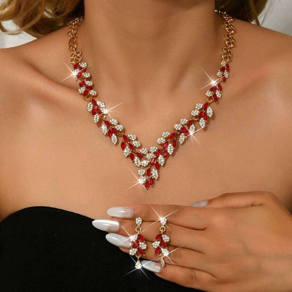 Cross border alloy necklace earring set, bride's wedding banquet dress, paired with women's jewelry Z260313