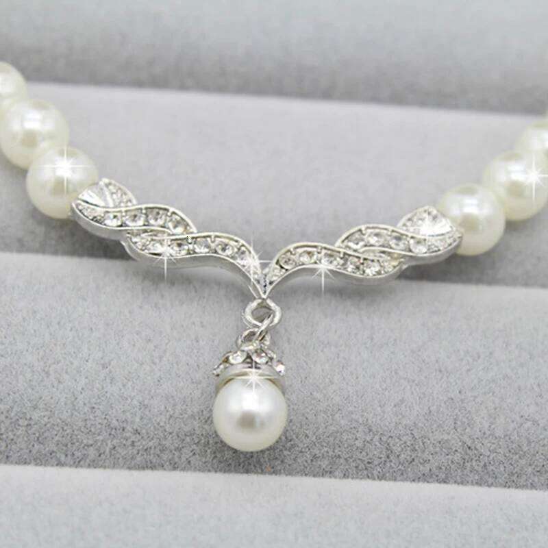 3pcs/set Women Bridal Elegant Wedding Party Pearl Rhinestone Necklace Earrings Jewelry Set New Fashion Z260313