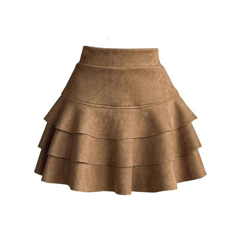 Seoulish Autumn Winter Vintage Velvet Women's Ruffles Short Cake High Waist Umbrella Sexy Mini Skirts Female 2025 New Z260314