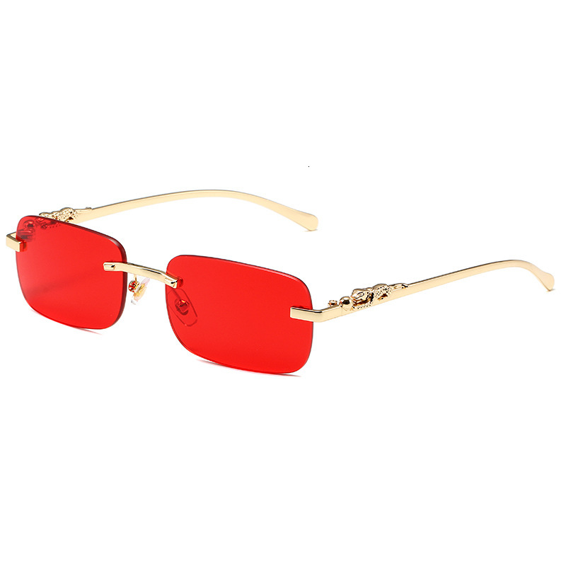 Luxury Brand Designer Sunglasses New Frameless Square Sunglasses For Men And Women Retro Cheetah Decorative Sunglasses Leopard Head Metal Sunglasses