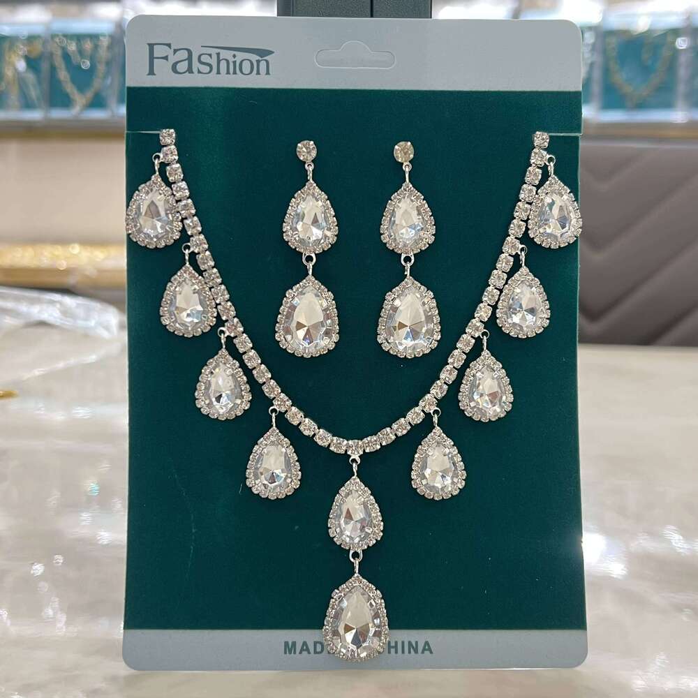 3PC Women's Fashionable Water Drop Necklace Earrings Jewelry Set with High Luxury, Suitable for Wedding, Party, Festival Gifts Z260313