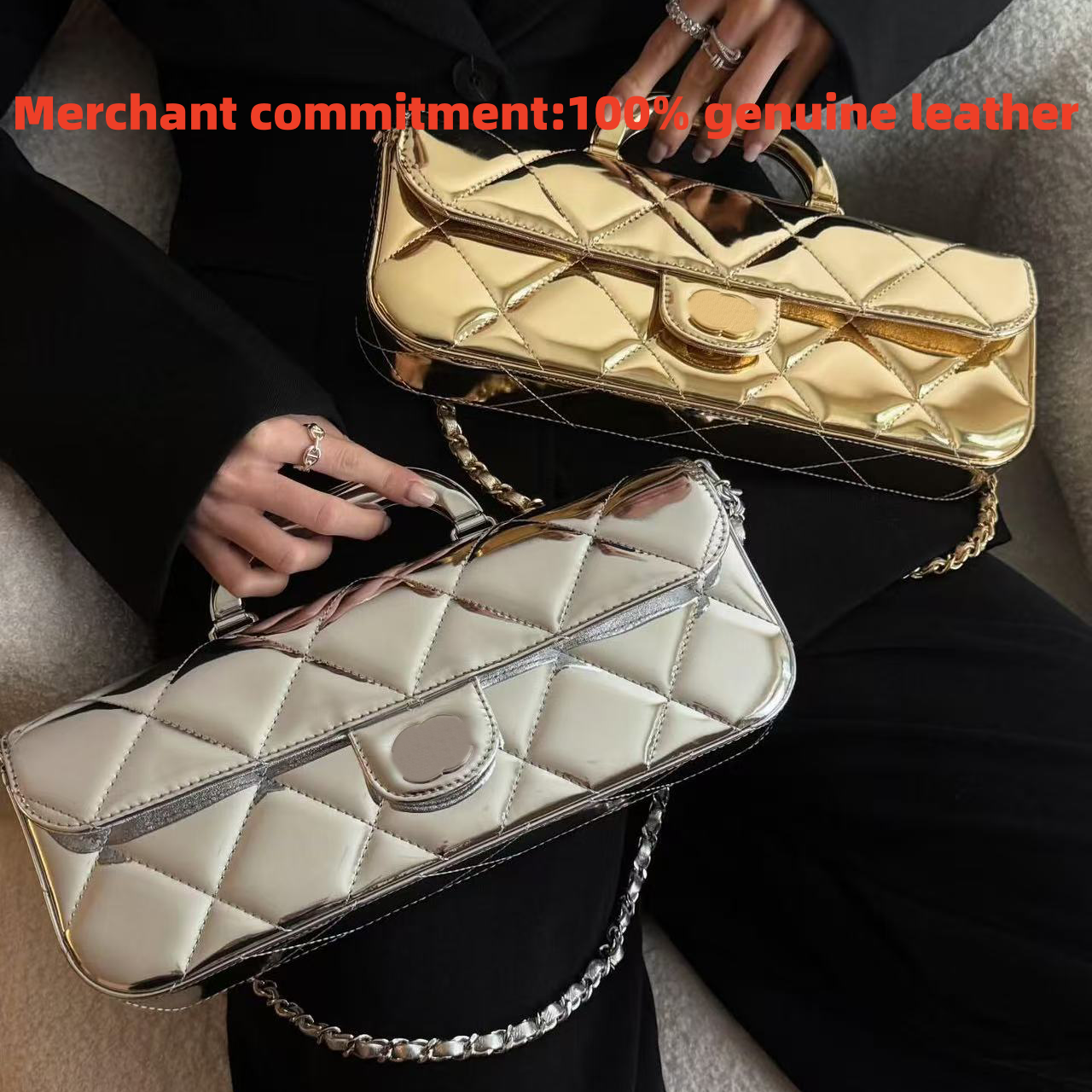 Luxury Designer bags High-Quality crossbody bag Womens leather Luxe 25k Patent Leather Handbag Equipped With Strong Handles quilted leather Shoulder Evening bag