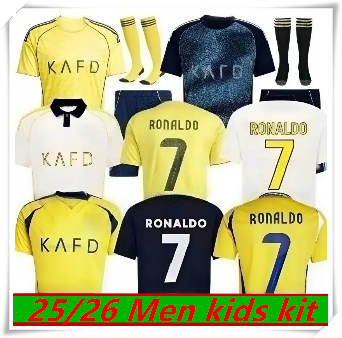 25 26 Al Nassr Soccer Jerseys Ronaldo CR7 25 26 Home Away Third Gonzalo Martinez Talisca Ghislain Konan Vincent Aboubakar Fans Player Football Shirt Men Kids