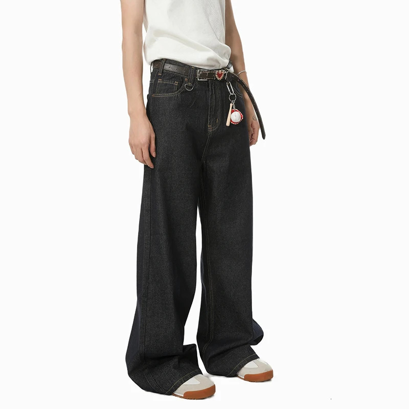 IEFB Mens Straight Denim Pants Cleanfit Solid Color Korean Version Wide Leg Versatile Casual Jeans Trend Autumn 9C1519 260311