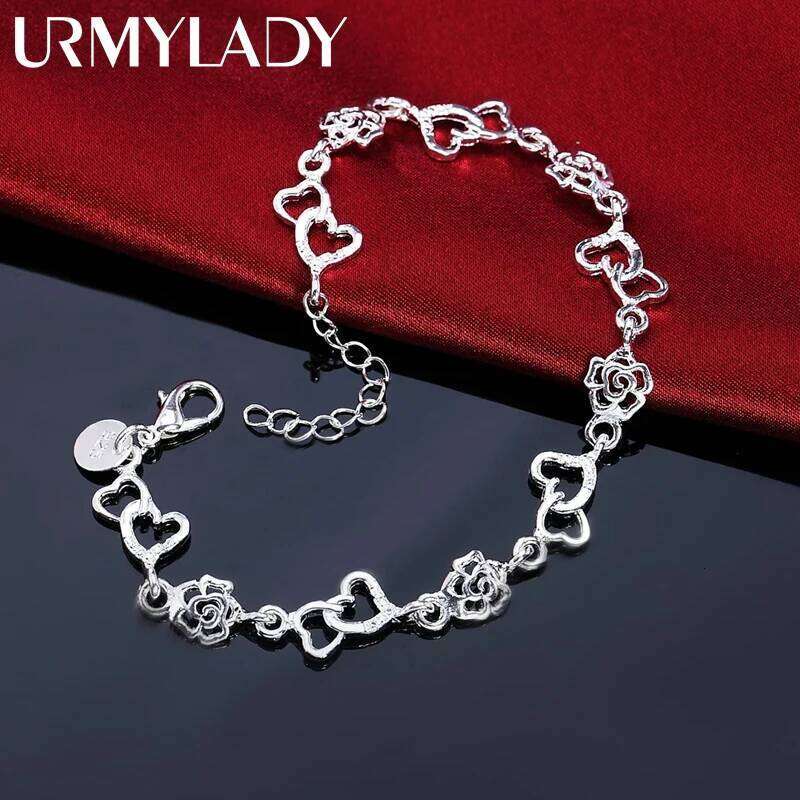 New Street wild Beautiful romantic heart flowers 925 sterling silver Bracelet for woman fashion fine jewelry Wedding party gifts Z260313