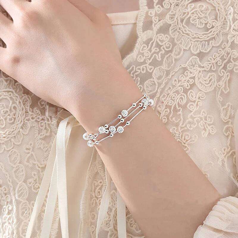 925 Sterling Silver Lucky Bead Bracelets Woman Fashion Elegant Multi-layer Adjustable Ball Bracelet Luxury Party Jewelry Gifts Z260313