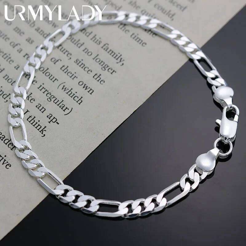 Charm 925 Sterling Silver Bracelets for Women Simple Fine 4MM Chain Fashion Wedding Party Christmas Gifts Jewelry Z260313