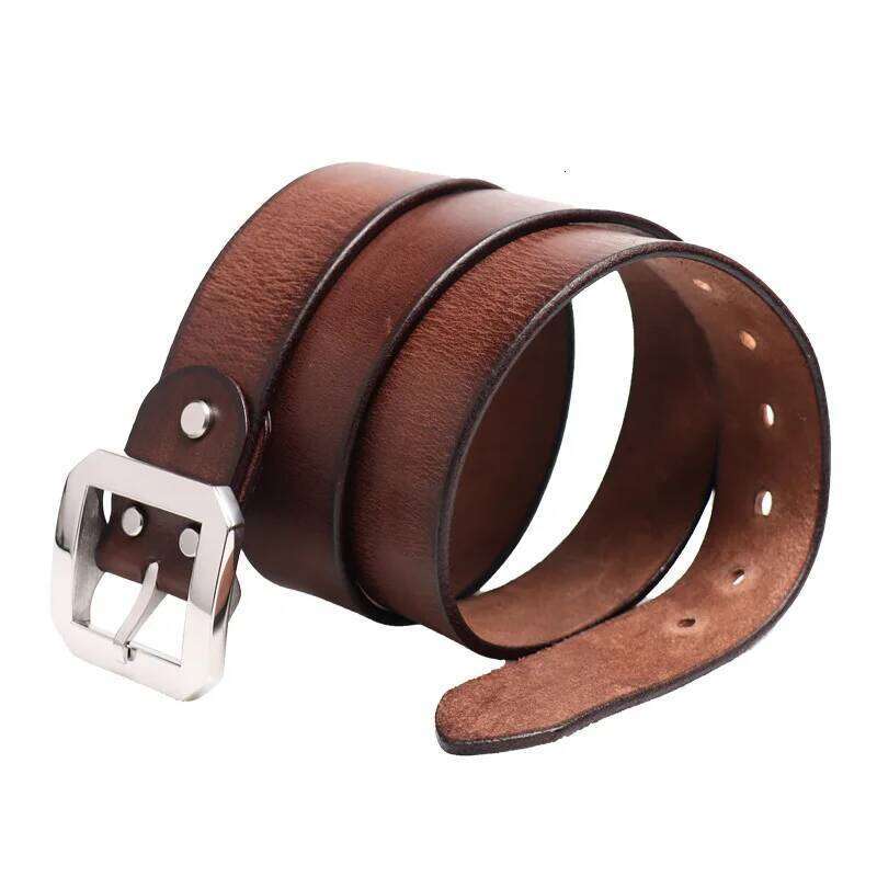 High Quality Thickened Pure Steel Needle Buckle Men's American Retro Belt Versatile Casual Fashion Cowhide Design Waist Belts Z260226
