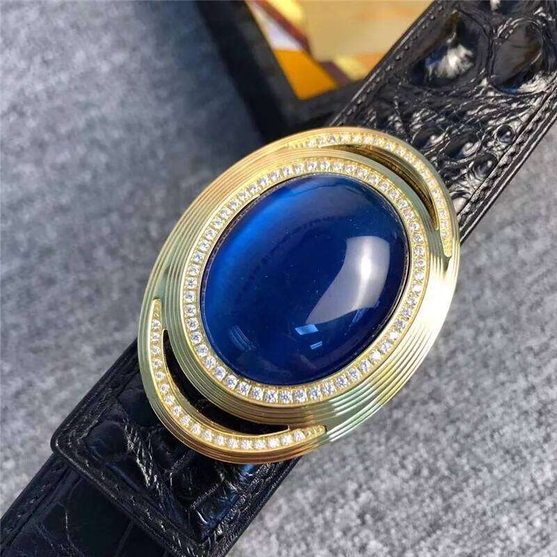 Authentic Real Crocodile Skin Blue Diamond Steel Buckle Businessmen Waist Strap Belts Genuine Alligator Leather Male Belt Z260226