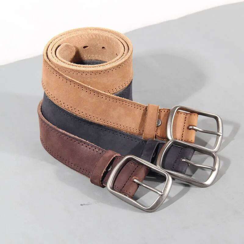 Vintage 100% Genuine leather Men High Quality Natural Cow Leather Men's Belt Male Strap for jeans or pants Z260226