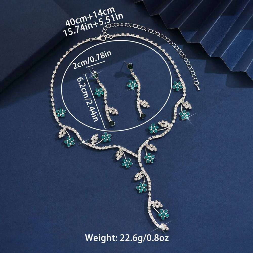 Fashionable flower inlaid rhinestone necklace jewelry set, design sense, temperament, wedding accessories Z260313