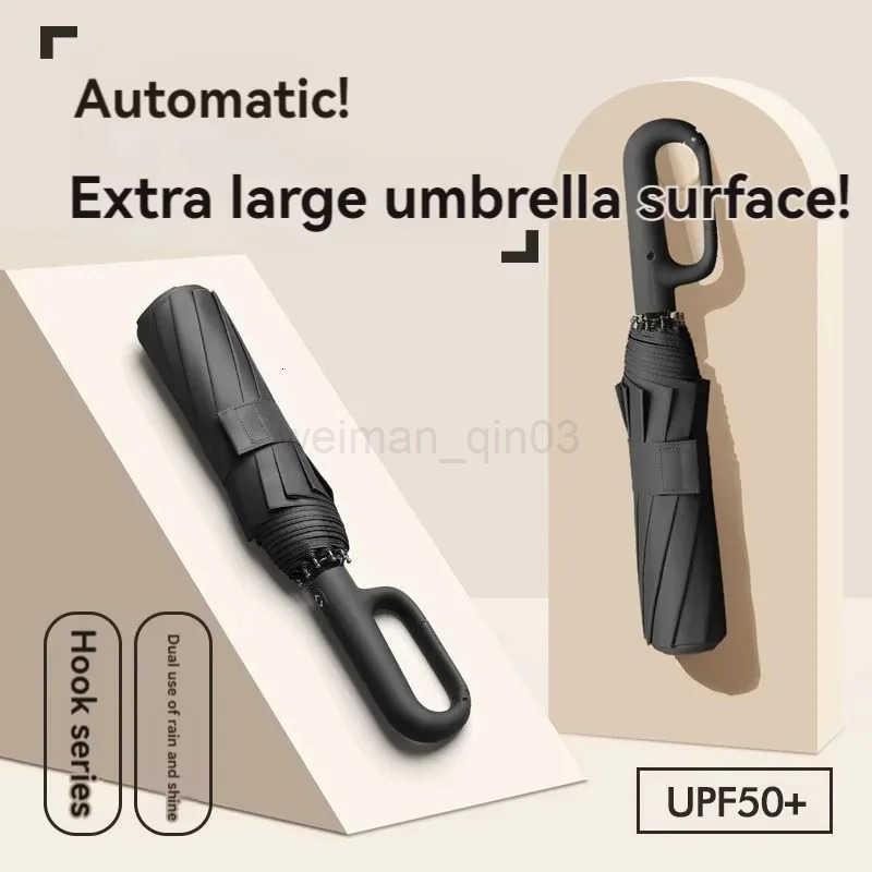 20 Bones Windproof Strong 106CM Reinforced Automatic Folding Umbrella for Men Large Buckle Handle Wind and Water Resistant H260314