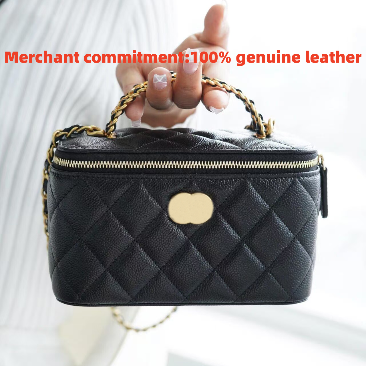 Luxury Designer bags New Handle Makeup leather Women Bags Designer Handbags Caviar leather Cosmetic bags Toiletry Bags Cosmetic-Nice Makeup Bag With Box