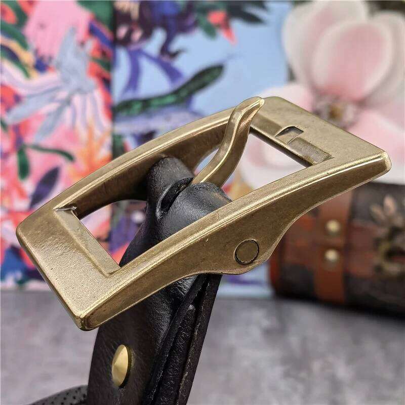 Vintage Heavy Solid Brass Buckle Genuine Luxury Ceinture Leather For Men Waist Male Belt Wide MBT0613 Z260226