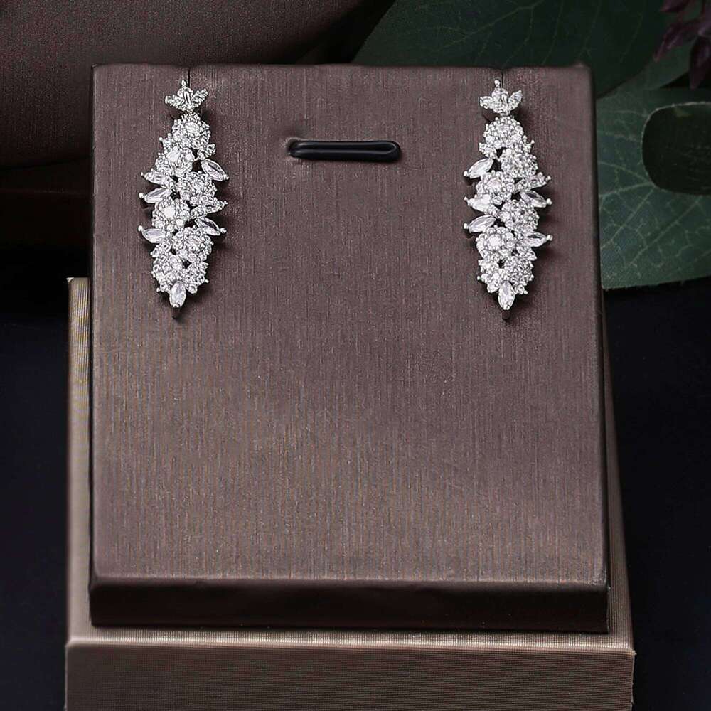 4 pieces bride zirconia full of women's party jewelry, Dubai Nigeria CZ luxury crystal wedding necklace set Z260313