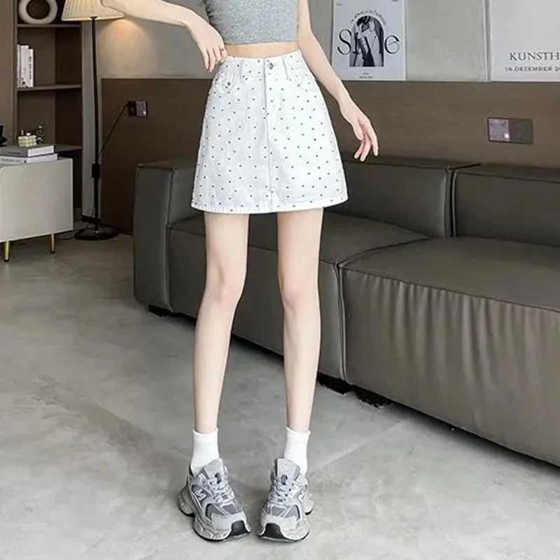 Summer Lady Slim Fit High Waist Denim Skirt s Chic Fashion Wave Point Jeans Dress Women Korean Thin Daily Short Skirt M260316