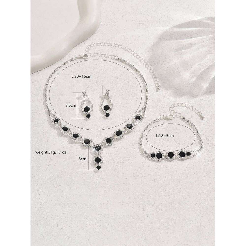 4PCS Fashion Elegant Crystal for Women Rhinestones Necklace Ring Earrings Bridal Wedding Party Jewelry Sets Z260313