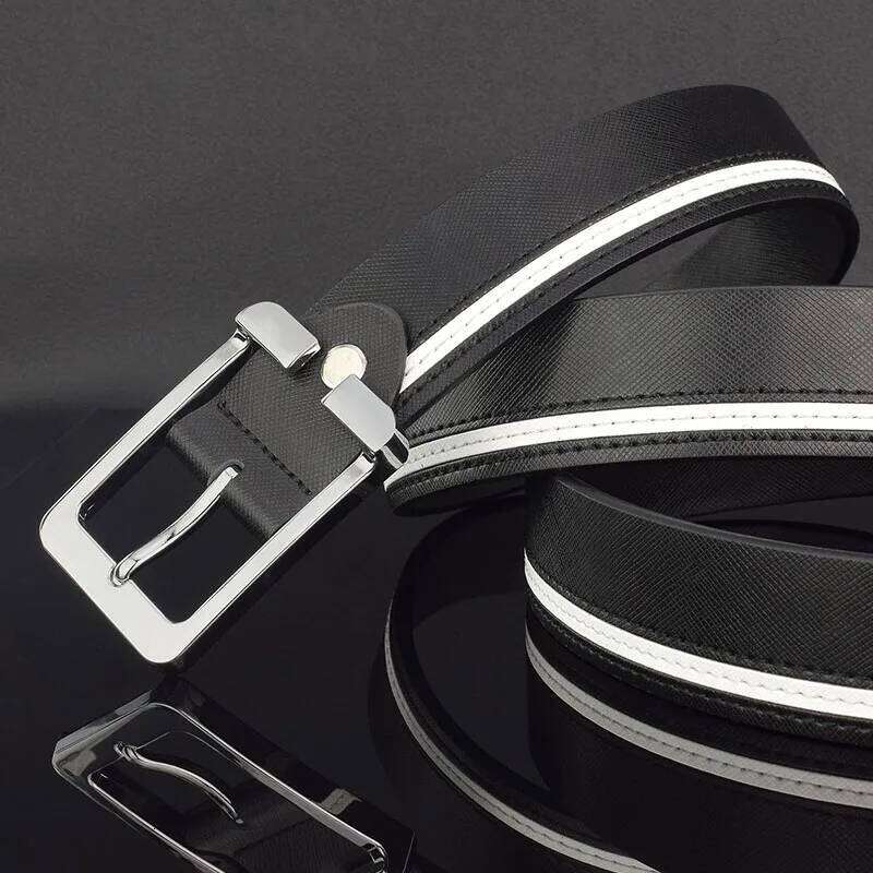 Business Waist Strap Men's Belt Pin Leather Buckle Student Luxury Brand White Dress Casual Mens Belts Ceinture Homme Z260226