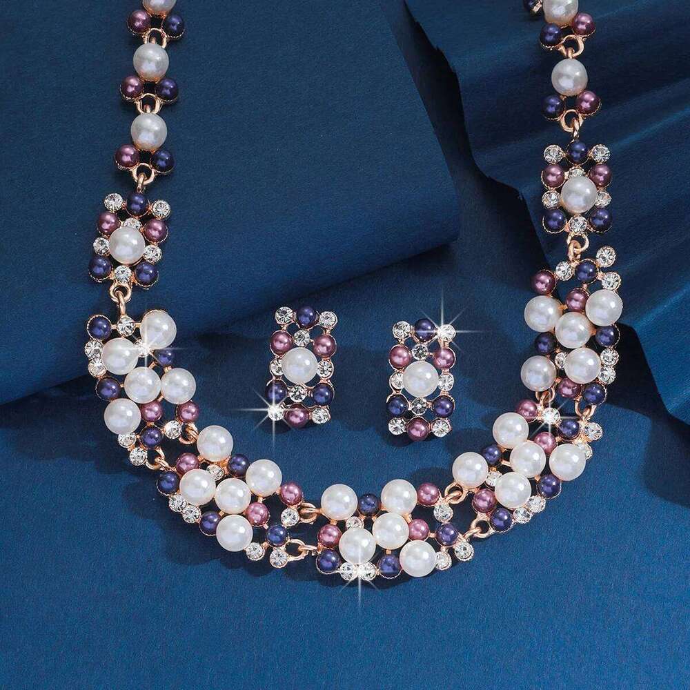 3PC Women's Fashion Multi color Imitation Pearl Necklace Earrings Jewelry Set Wedding Party Festival Gift-8352 Z260313