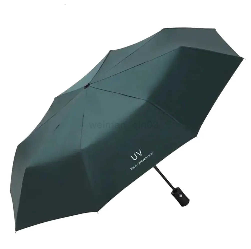 Automatic Portable Umbrella Black Rubber Sunscreen Sunshade Umbrella Ultra Light Sun Protection Umbrellas Travel Fold Rain Gear H260314