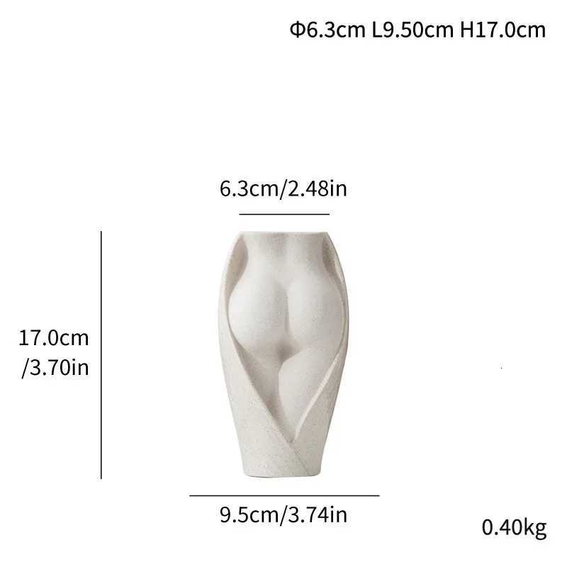 Straight tube vase ceramic products semi nude flower inserts human body crafts decorative ornaments Y260314