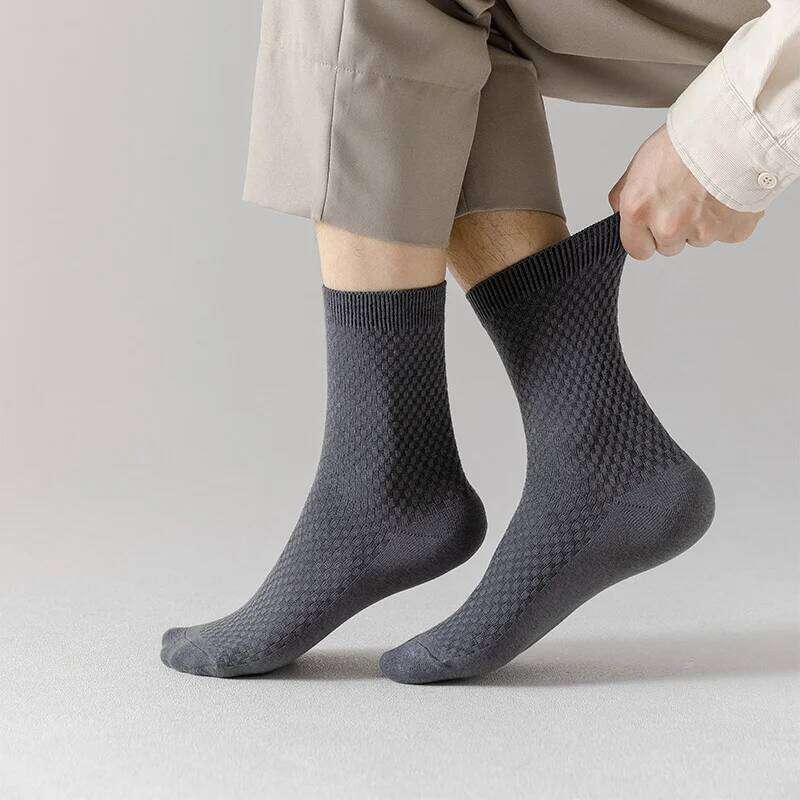 5 Pairs Men Bamboo Fiber Crew Man High Quality Spring Autum Winter Business Breathable Male Dress Ankle Socks Z260314