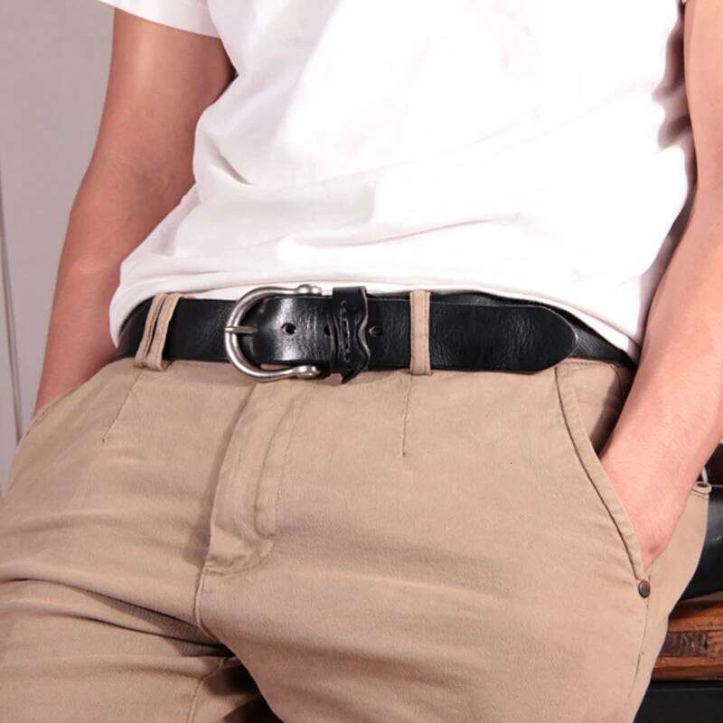 Factory direct sales Top Cowhide Classic alloy Horsebit Luxury Casual Jeans Distressed Pin Buckle Wild Army Green Men's Belt Z260226