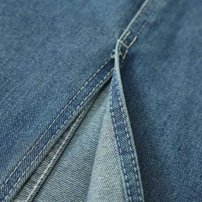 American Retro Distressed Denim Skirt High Waist Slimming Split Design Mid-Length Womens Fashion Ladies Jeans Skirt M260314