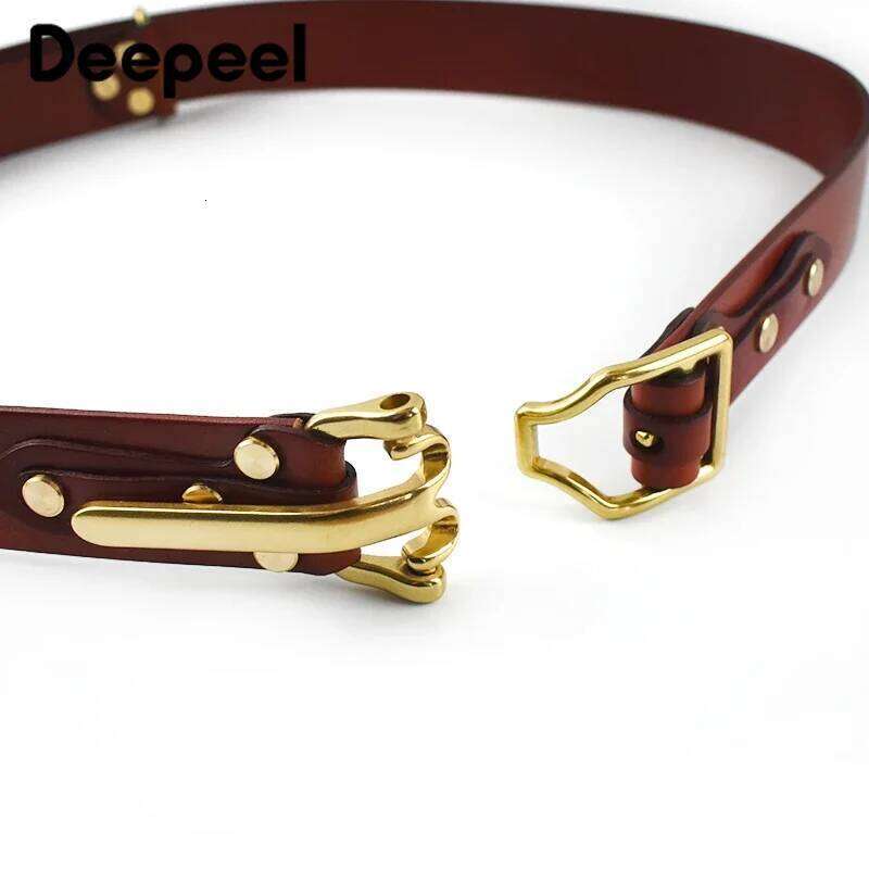 1Pc Deepeel 3.8*110-125cm Men's First Layer Cowskin Belt DIY Handmade Genuine Leather Knight Belts Brass Pin Buckle Waistband Z260226