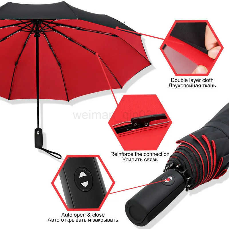 Fully Automatic Resistant Rain Windproof Double Layer Umbrella Folding for Men Women Luxury Business Male Large Umbrella Parasol H260314