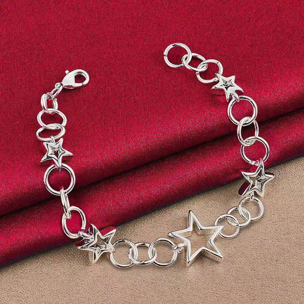 925 Sterling Silver 8 Inch Exquisite Simple Star Bracelet Women Engagement Party Gift Jewelry Wedding Fashion Z260313