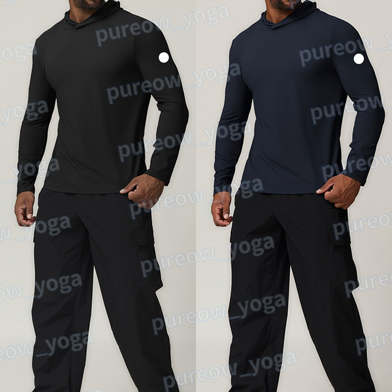Men's Sports Tops Casual Hooded Quick Dry Long Sleeve T-Shirt For Running Fitness Outdoor Pullovers Breathable Shirt with Hood Gym Sets Men