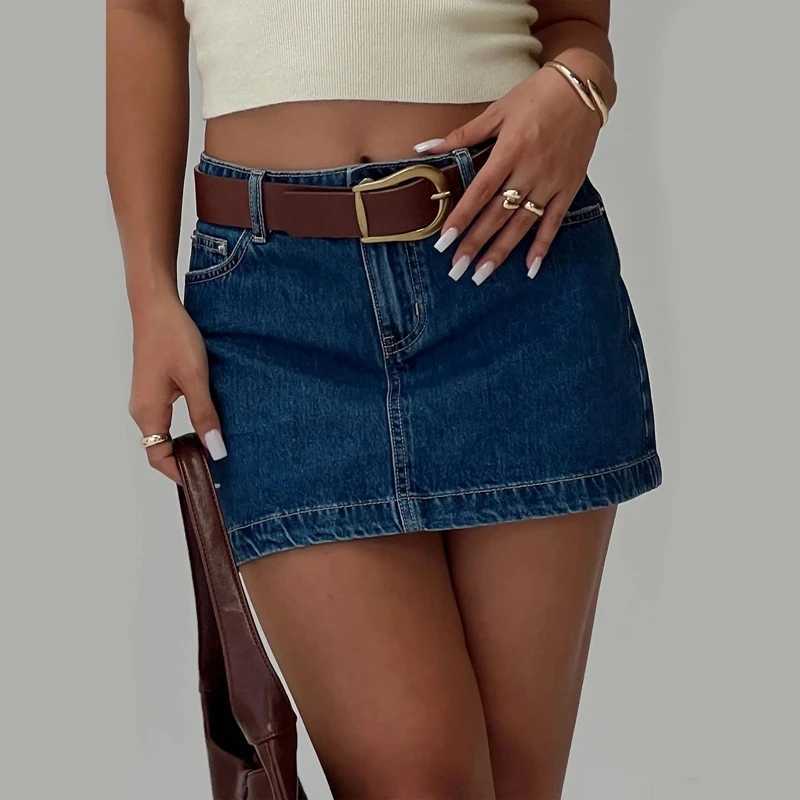 Y2k Vintage Denim Mini Skirt American Retro Washed Blue Pencil Skirts Women High Waist Slim Fit Bodycon A-line Skirt Streetwear M260314