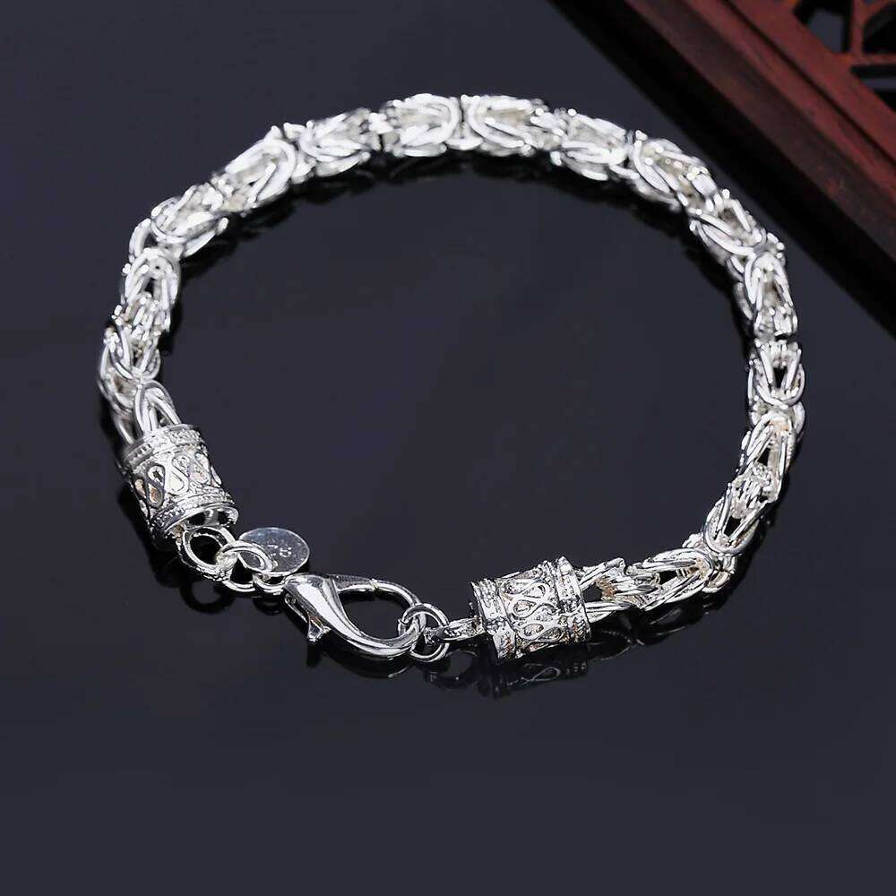 925 Sterling Silver Exquisite Solid Chain Bracelet Fashion Charm Women Men Wedding Cute Simple Models Jewelry Z260313