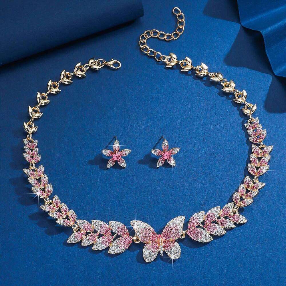 3PC Women's Fashion Flower Leaf Forest Sweet Romantic Necklace Earrings Jewelry Set Suitable for Wedding, Party, Festival Gifts Z260313
