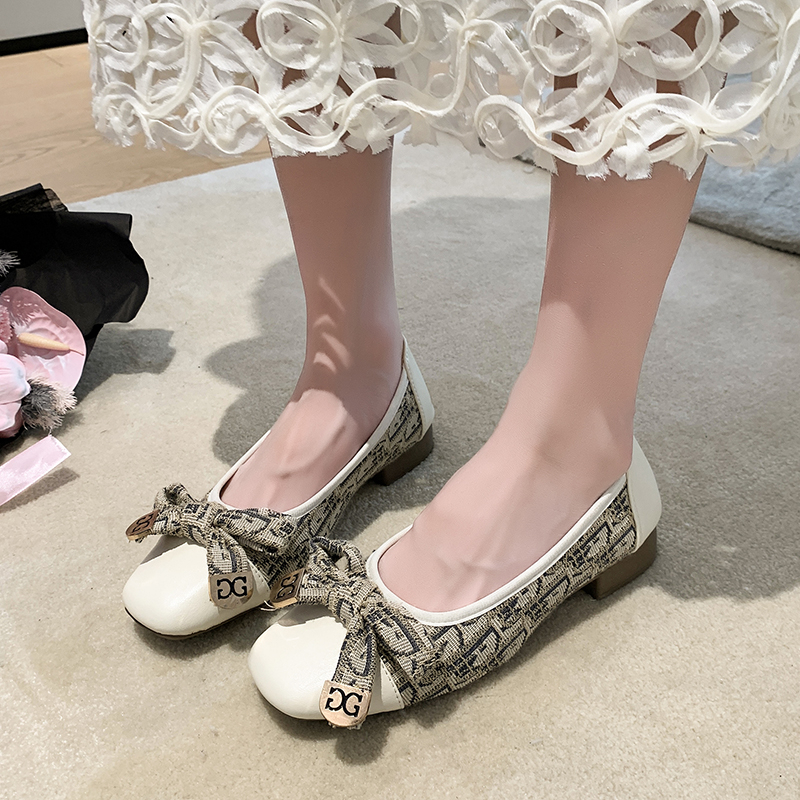 Spring Autumn Fashion luxury Flat Shoes Women Round Toe Splicing Bowknot Sweet Single Shoes Casual Shallow Comfort Legant Footwear Female Designer sho
