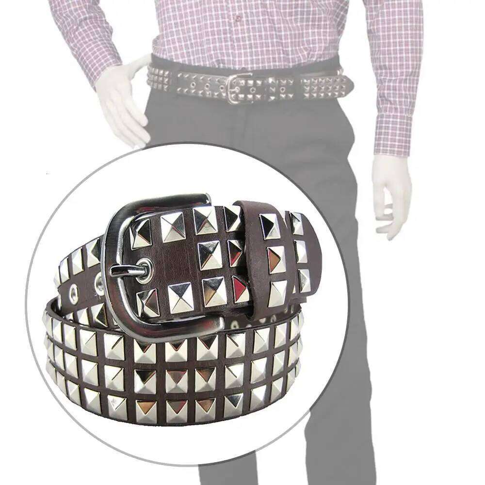 Unisex Women Men Rivet Belt Vintage Faux Leather Pin Buckle Hip Hop Studded Waistband Strap Punk Rock Belts Z260226