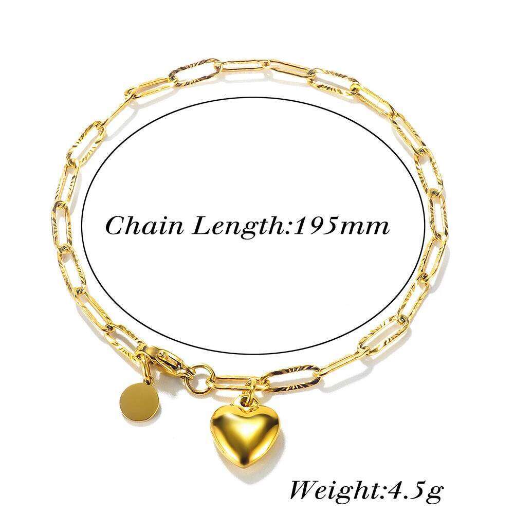 VQYSKO Stainless Steel For Women Heart Pendant Fashion Chain Bracelets women Thick Bracelet Jewelry Z260313