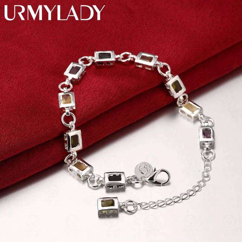 URMYLADY wholesale 925 Sterling silver charm Bracelets cute Zircon chain crystal Jewelry fashion for women wedding lady Z260313