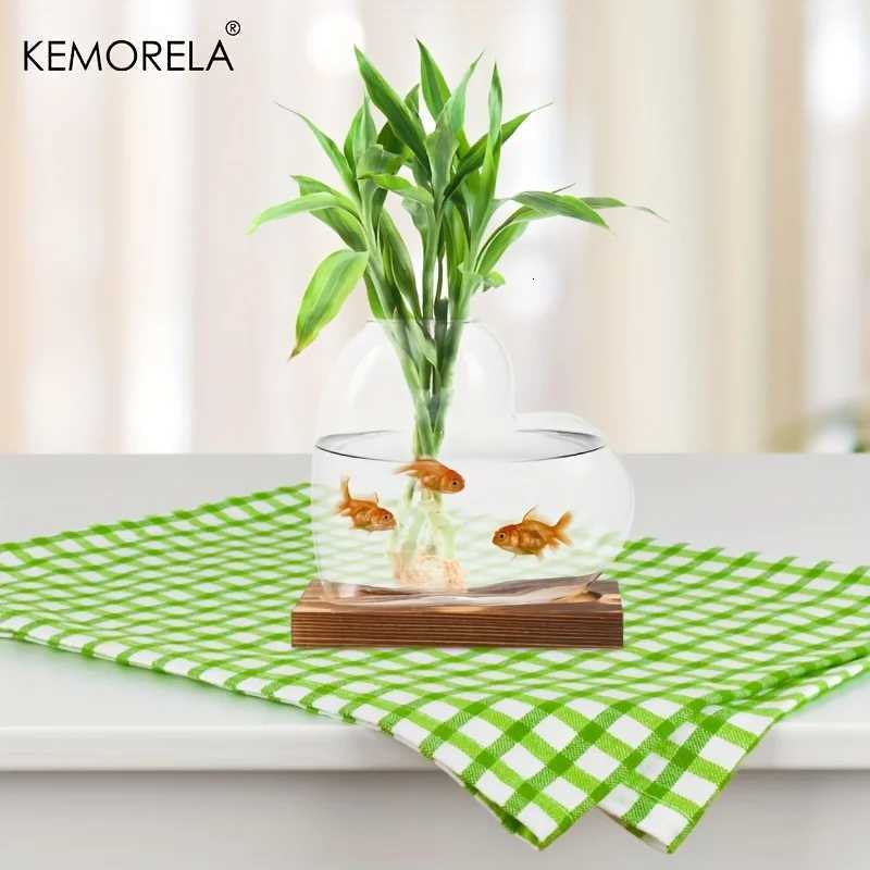 1/2PCS Love Hydroponic Vase Green Plant Transparent Wooden Container Seedling Indoor Desktop Water Bottle for Home Garden Y260314