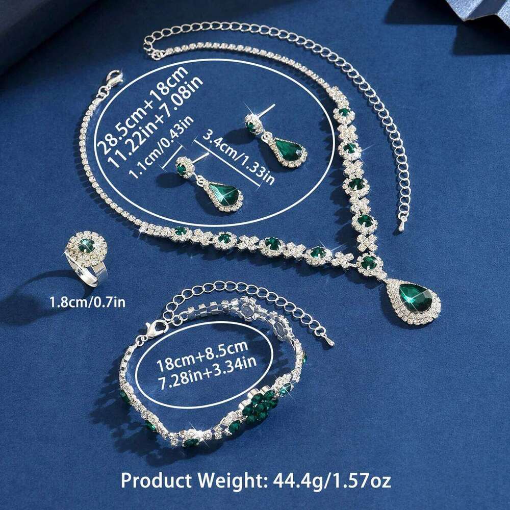 Ladies' Fashion Flower Water Drop Necklace Earrings Bracelet Jewelry Set Suitable for Wedding, Party, Festival Gifts Z260313