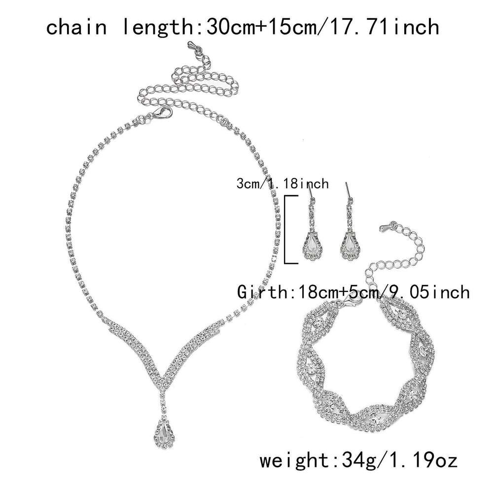Women's Shiny Geometric Rhinestone Crystal Necklace Choker Chain Bracelet Earrings for Bride Wedding Party Nightclub Jewelry Set Z260313