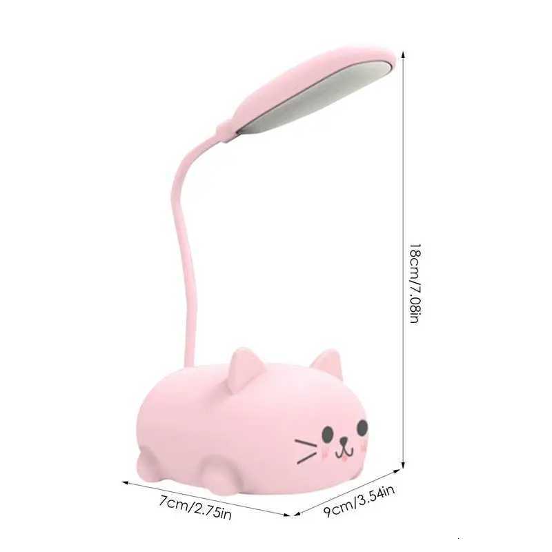 Mini Cat USB Lamp LED Cute Animal Night Light Rechargeable Table Lamp Bedside Lamp Eye Caring Reading Lights Bedrooms Y260314
