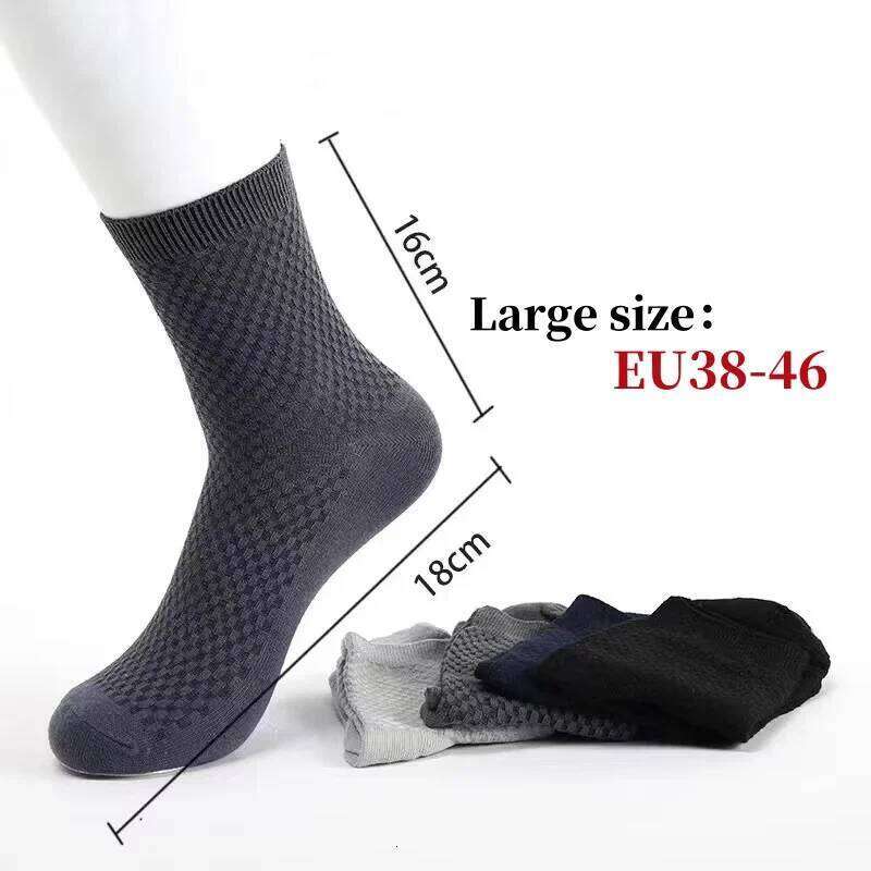 5Pairs/Lot High Quality Bamboo Fiber Business Breathable Deodorizing Men's Casual Socks Large Size EU38-46 Z260314