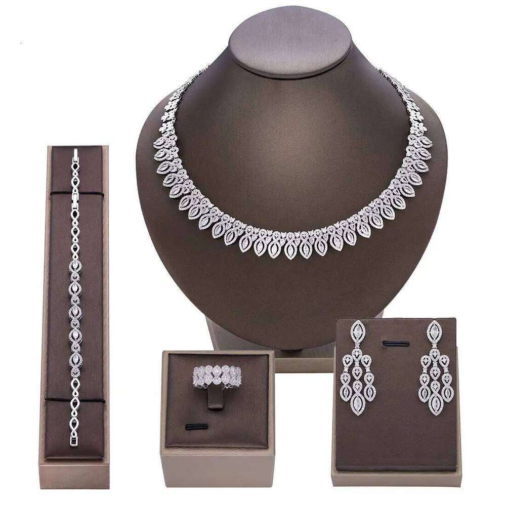 4pcs Bridal For Women Cubic Zirconia Dubai Saudi Wedding Necklace Earring Set Prom Party Evening Dress Jewelry Gifts Z260313