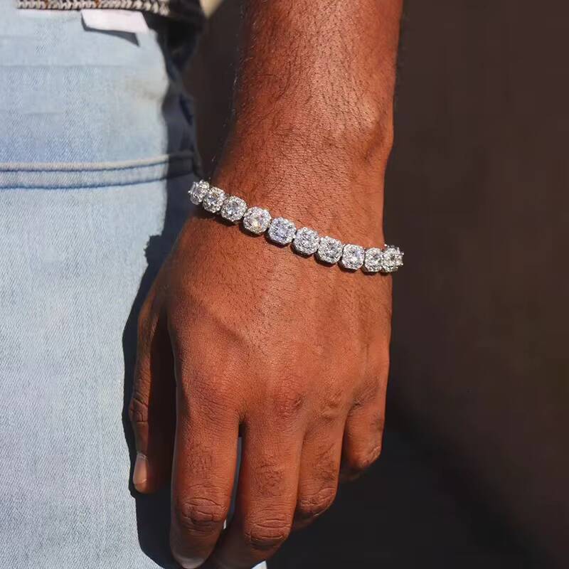 Full Ice 5mm Moissanite Candy Link S925 Silver Plated 18K Gold D Color VVS GRA Certified Sparkle Hip Hop Jewelry Bracelet