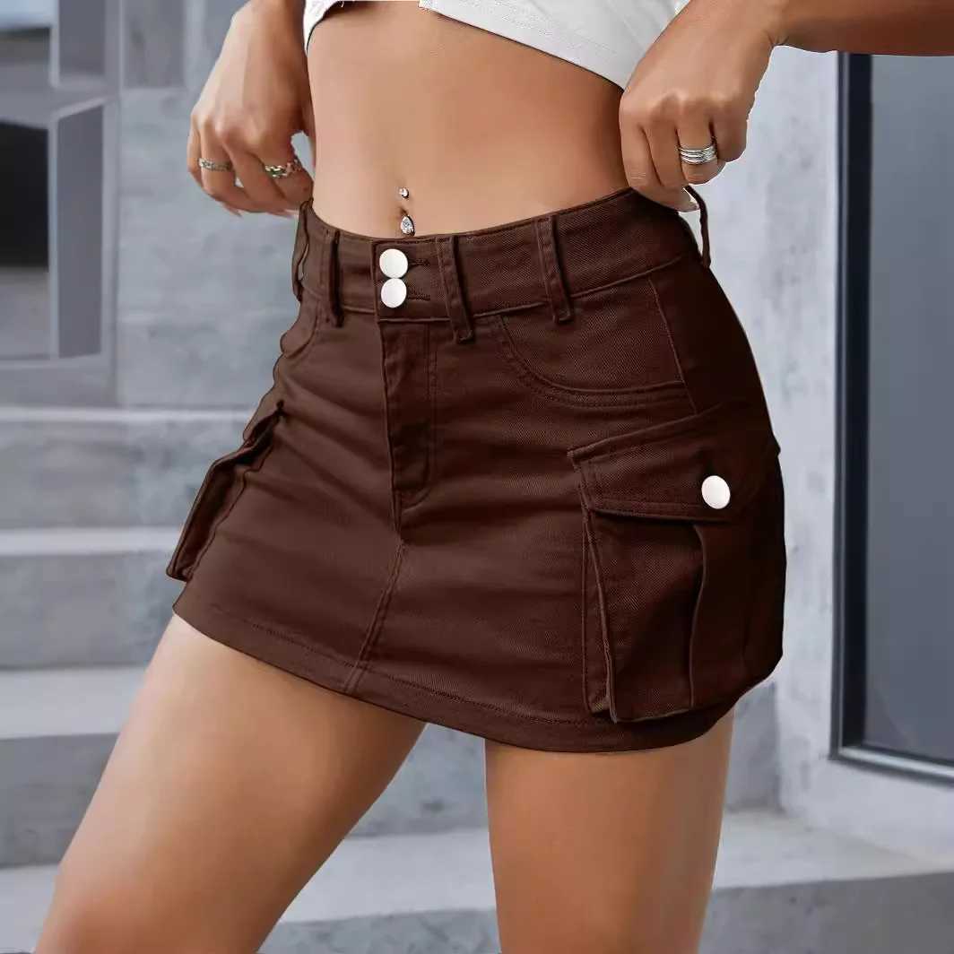 Streetwear Solid Color Cowboy Tight Skirts Women Fashion Pocket Design Sense Package Hip Slim Denim Mini Skirt Female Spring New M260314