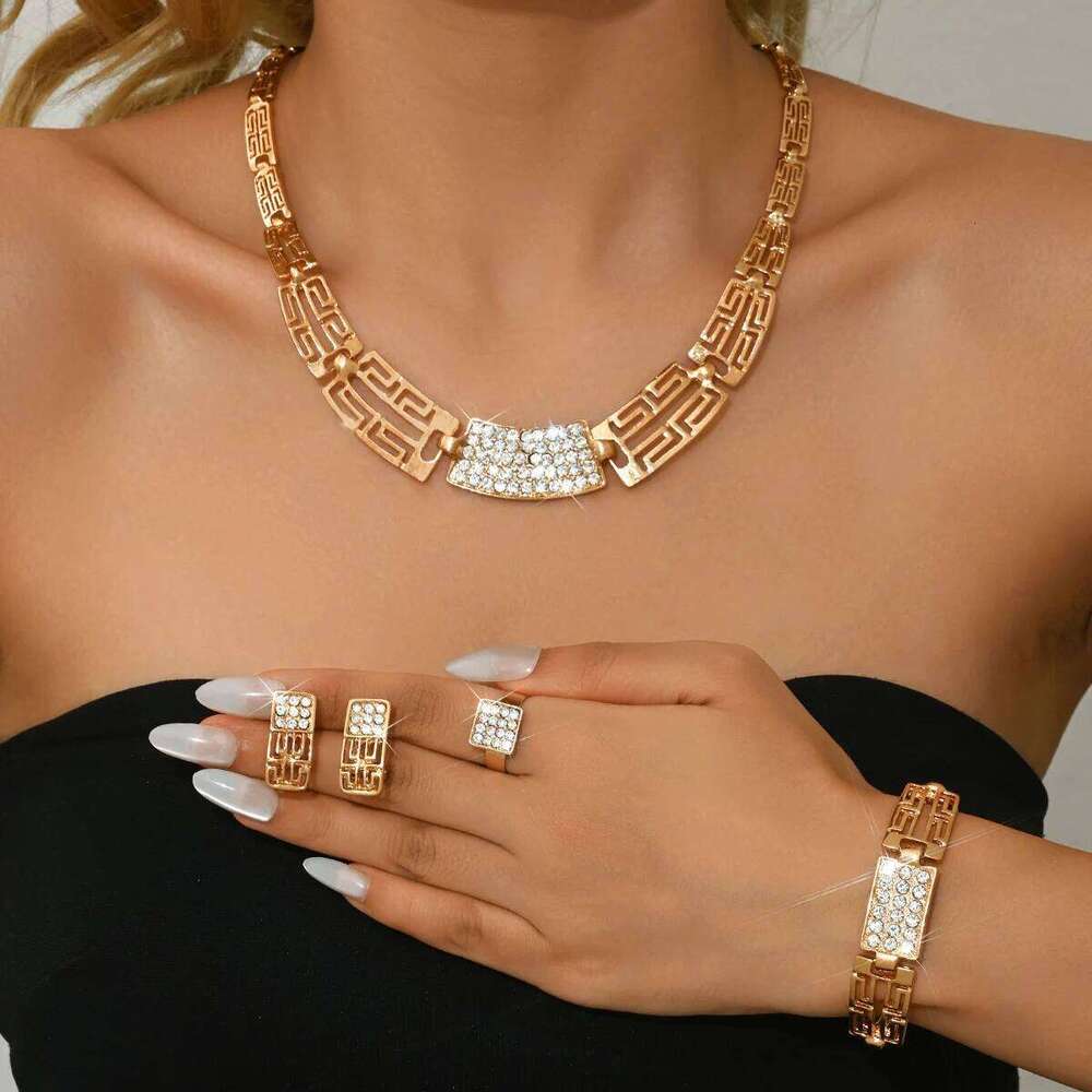 Cross border e-commerce Europe and America high-end atmospheric necklace earrings bracelet ring set Z260313